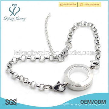 Hochwertige Edelstahl Mini Locket Perle Silber Armbänder Kette Schmuck